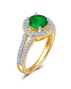 DiamondMuse Created Emerald Gemstone Birthstone Sterling Silver Ring for Women