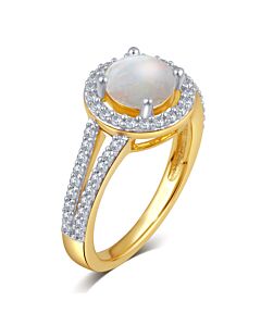 DiamondMuse Created Opal Gemstone Birthstone Sterling Silver Ring for Women