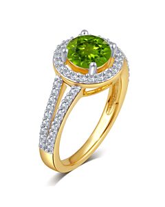 DiamondMuse Created Peridot Gemstone Birthstone Sterling Silver Ring for Women