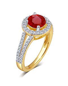 DiamondMuse Created Ruby Gemstone Birthstone Sterling Silver Ring for Women