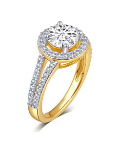 DiamondMuse Created White Sapphire Gemstone Birthstone Sterling Silver Ring for Women