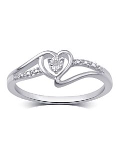 DiamondMuse Diamond Accent Sterling Silver Heart Ring for Women