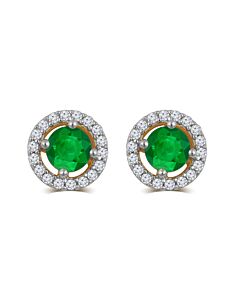 DiamondMuse Emerald and White Sapphire Birthstone Earring in Sterling Silver