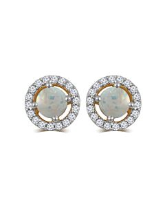 DiamondMuse Opal and White Sapphire Birthstone Earring in Sterling Silver