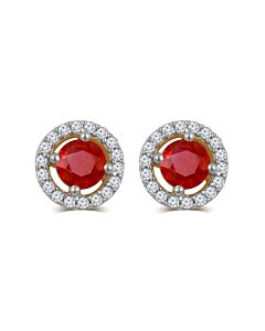 DiamondMuse Ruby and White Sapphire Birthstone Earring in Sterling Silver