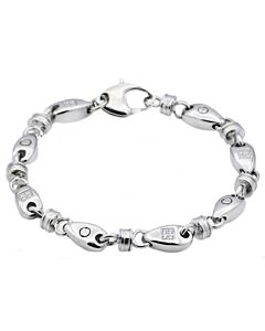 DiamondMuse Stainless Steel Chain Link Bracelet for Men's Boys with Cubic Zirconia