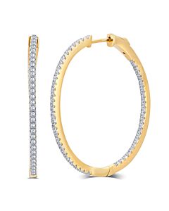 DiamondMuse Yellow Gold Over Sterling Silver Cubic Zirconia Diamond Hoop Earrings for Women