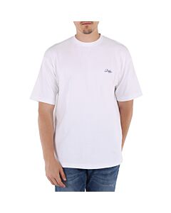 Drole De Monsieur Men's White Cotton Classic Logo Le T-Shirt