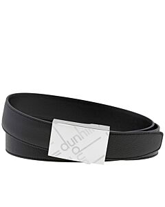 Dunhill Men's Black Grained Leather Logo-buckle Belt, Brand Size 42
