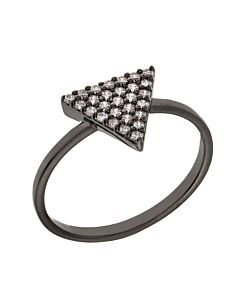Elegant Confetti Women's 18K Black Gold Plated CZ Simulated Diamond Pave Stackable Triangle Ring