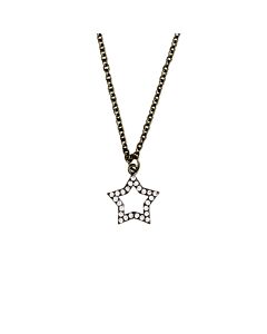 Elegant Confetti Women's 18K Black Gold Plated CZ Simulated Diamond Star Pendant Necklace