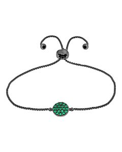 Elegant Confetti Women's 18K Black Gold Plated Green CZ Simulated Diamond Circle Adjustable Bolo Bracelet