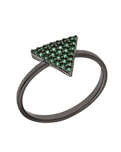 Elegant Confetti Women's 18K Black Gold Plated Green CZ Simulated Diamond Pave Stackable Triangle Ring