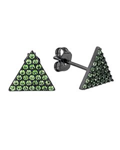 Elegant Confetti Women's 18K Black Gold Plated Green CZ Simulated Diamond Pave Triangle Stud Earrings