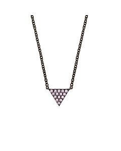 Elegant Confetti Women's 18K Black Gold Plated Pink CZ Simulated Diamond Pave Mini Triangle Pendant Necklace