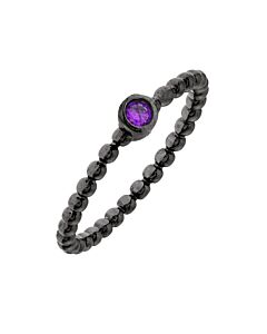 Elegant Confetti Women's 18K Black Gold Plated Purple CZ Simulated Diamond Stackable Ring