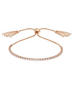 Elegant Confetti Women's 18K Rose Gold Plated CZ Simulated Diamond Adjustable Bolo Fringe Tennis Bracelet