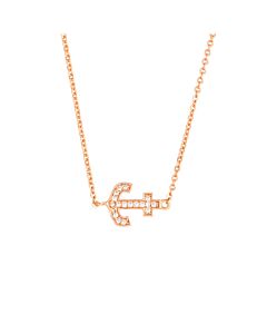 Elegant Confetti Women's 18K Rose Gold Plated CZ Simulated Diamond Anchor Pendant Necklace
