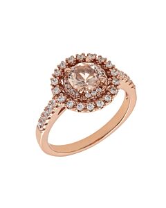 Elegant Confetti Women's 18K Rose Gold Plated CZ Simulated Diamond Double Halo Ring
