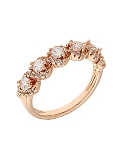 Elegant Confetti Women's 18K Rose Gold Plated CZ Simulated Diamond Half Eternity Ring