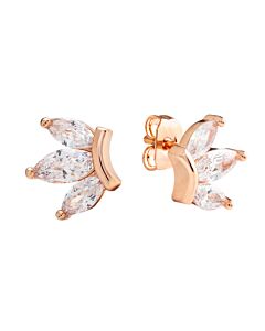 Elegant Confetti Women's 18K Rose Gold Plated CZ Simulated Diamond Lotus Stud Earrings