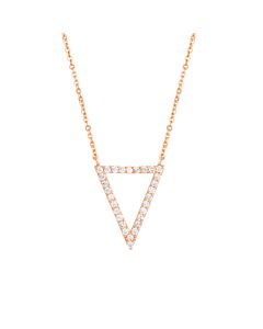 Elegant Confetti Women's 18K Rose Gold Plated CZ Simulated Diamond Open Triangle Pendant Necklace
