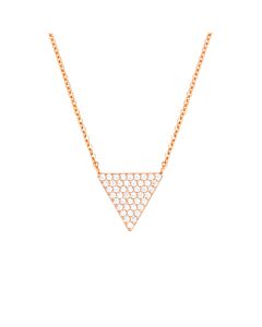 Elegant Confetti Women's 18K Rose Gold Plated CZ Simulated Diamond Pave Triangle Pendant Necklace