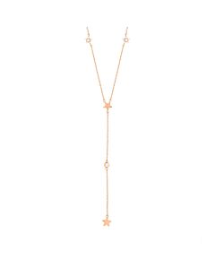 Elegant Confetti Women's 18K Rose Gold Plated CZ Simulated Diamond Star Drop Necklace