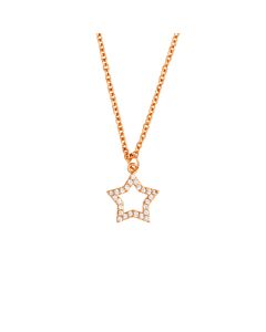Elegant Confetti Women's 18K Rose Gold Plated CZ Simulated Diamond Star Pendant Necklace