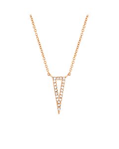 Elegant Confetti Women's 18K Rose Gold Plated CZ Simulated Diamond Triangle Pendant Necklace