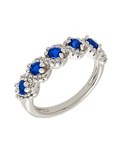 Elegant Confetti Women's 18K White Gold Plated Blue CZ Simulated Diamond Half Eternity Ring