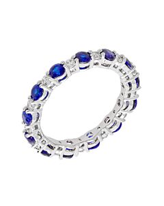 Elegant Confetti Women's 18K White Gold Plated Blue CZ Simulated Diamond Stackable Eternity Ring