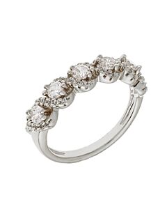 Elegant Confetti Women's 18K White Gold Plated CZ Simulated Diamond Half Eternity Ring