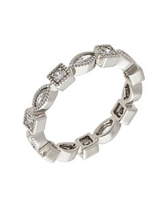 Elegant Confetti Women's 18K White Gold Plated CZ Simulated Diamond Stackable Eternity Ring