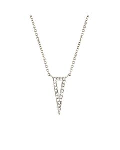 Elegant Confetti Women's 18K White Gold Plated CZ Simulated Diamond Triangle Pendant Necklace