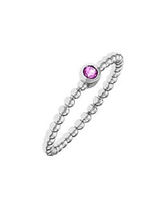 Elegant Confetti Women's 18K White Gold Plated Pink CZ Simulated Diamond Stackable Ring