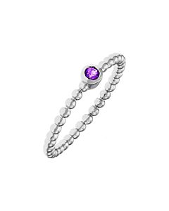 Elegant Confetti Women's 18K White Gold Plated Purple CZ Simulated Diamond Stackable Ring