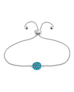 Elegant Confetti Women's 18K White Gold Plated Simulated Turquoise Circle Adjustable Bolo Bracelet