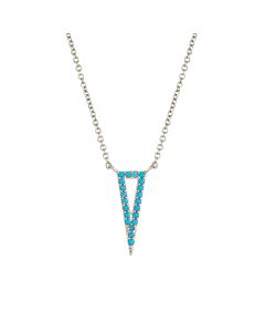 Elegant Confetti Women's 18K White Gold Plated Simulated Turquoise Triangle Pendant Necklace