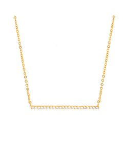 Elegant Confetti Women's 18K Yellow Gold Plated CZ Simulated Diamond Bar Necklace