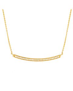 Elegant Confetti Women's 18K Yellow Gold Plated CZ Simulated Diamond Curved Bar Necklace