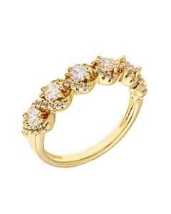 Elegant Confetti Women's 18K Yellow Gold Plated CZ Simulated Diamond Half Eternity Ring