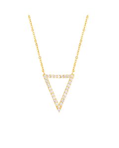 Elegant Confetti Women's 18K Yellow Gold Plated CZ Simulated Diamond Open Triangle Pendant Necklace