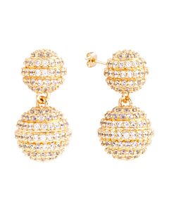 Elegant Confetti Women's 18K Yellow Gold Plated CZ Simulated Diamond Pave Ball Drop Statement Earrings