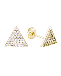 Elegant Confetti Women's 18K Yellow Gold Plated CZ Simulated Diamond Pave Triangle Stud Earrings