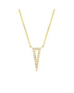 Elegant Confetti Women's 18K Yellow Gold Plated CZ Simulated Diamond Triangle Pendant Necklace