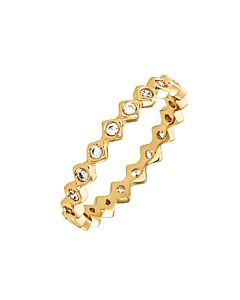Elegant Confetti Women's 18K Yellow Gold Plated CZ Simulated Diamond Zig Zag Stackable Ring