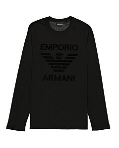 Emporio Armani Black Cotton Eagle Print T-shirt