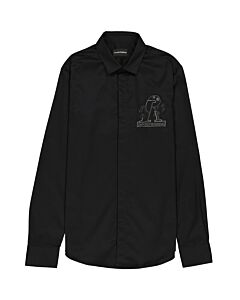 Emporio Armani Black Stretch-cotton Button Down Shirt