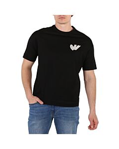 Emporio Armani Men's Black Logo-Embroidered Cotton T-Shirt
